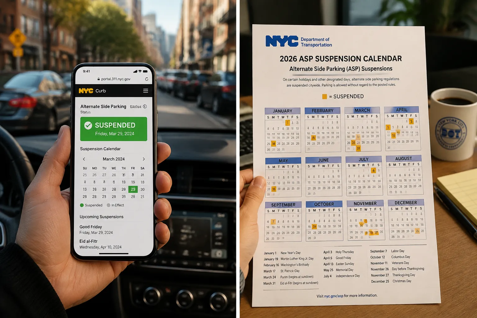 Official 2026 Alternate Side Parking Rules NYC Suspension Calendar