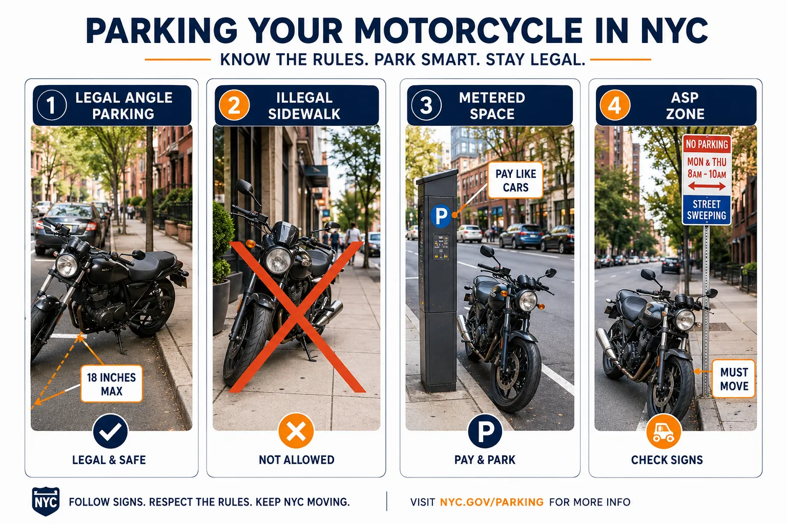 Understanding Core Motorcycle Parking Rules NYC Enforces